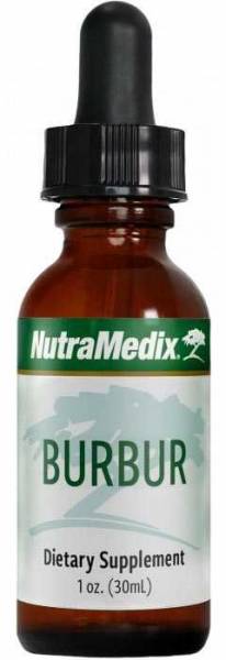 Schlanke Flasche mit Nutramedix Burbur Tropfen 30ml