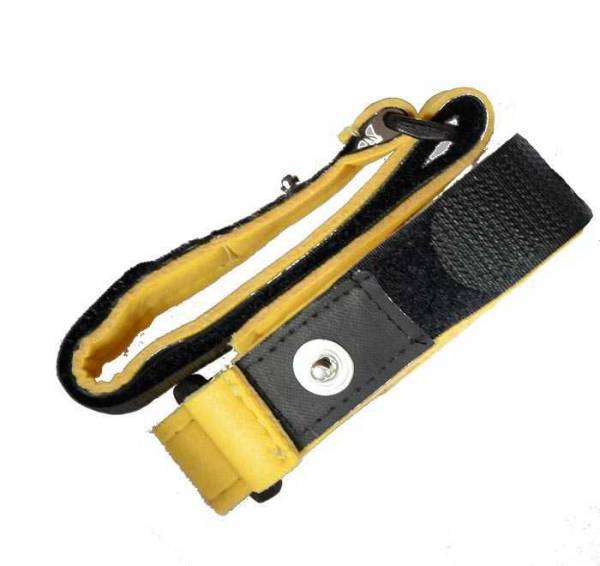 Two yellow and black wrist cuffs with 4mm push button connection